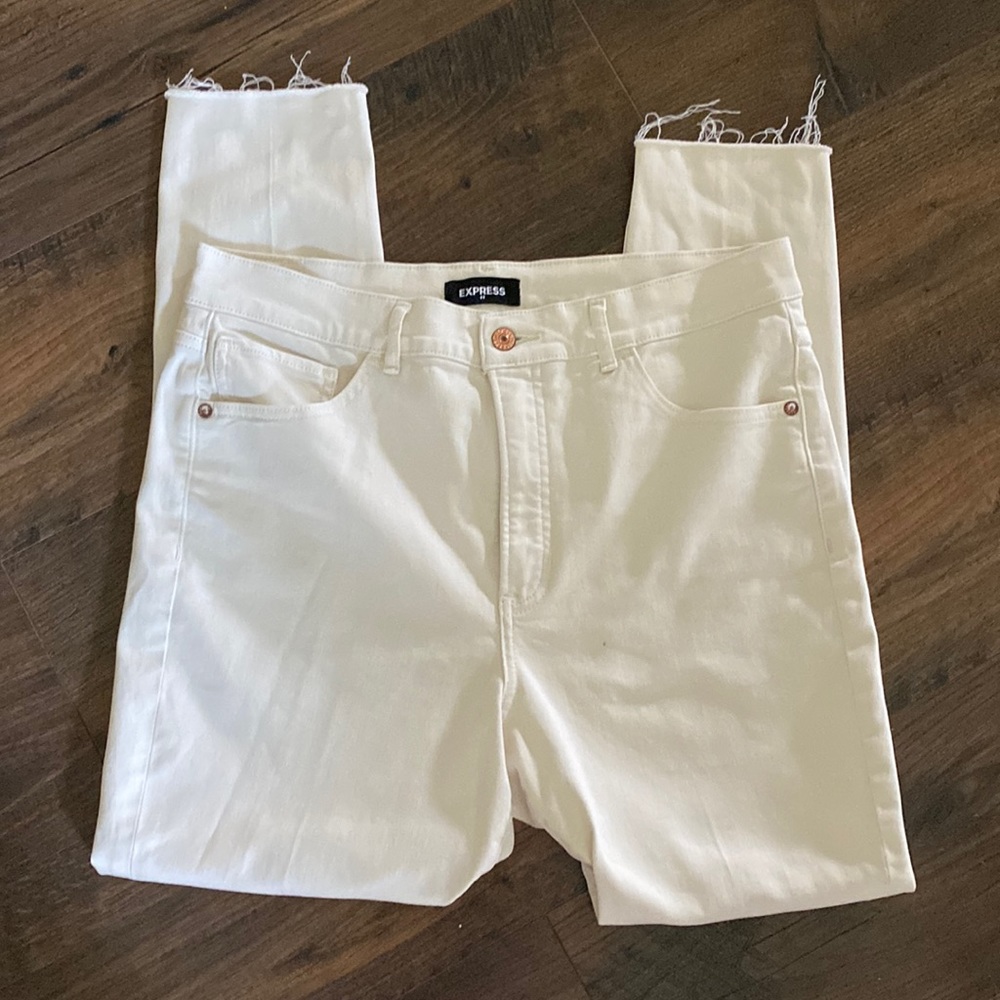 Express skinny high rise off white jeans size 12
